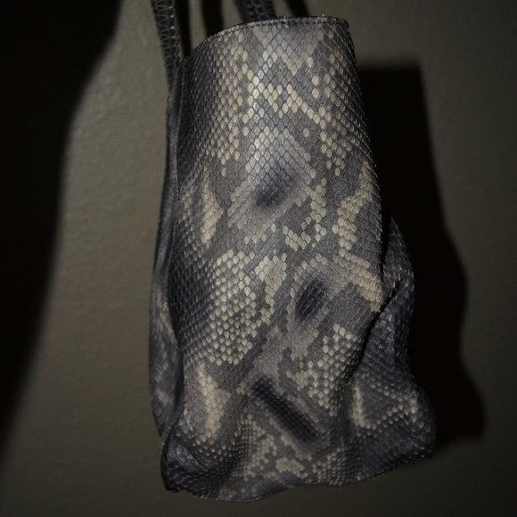 NWOT $2180 Nada Sawaya Brown Python Doulbe Handle Tote Handbag - Picture 3 of 8